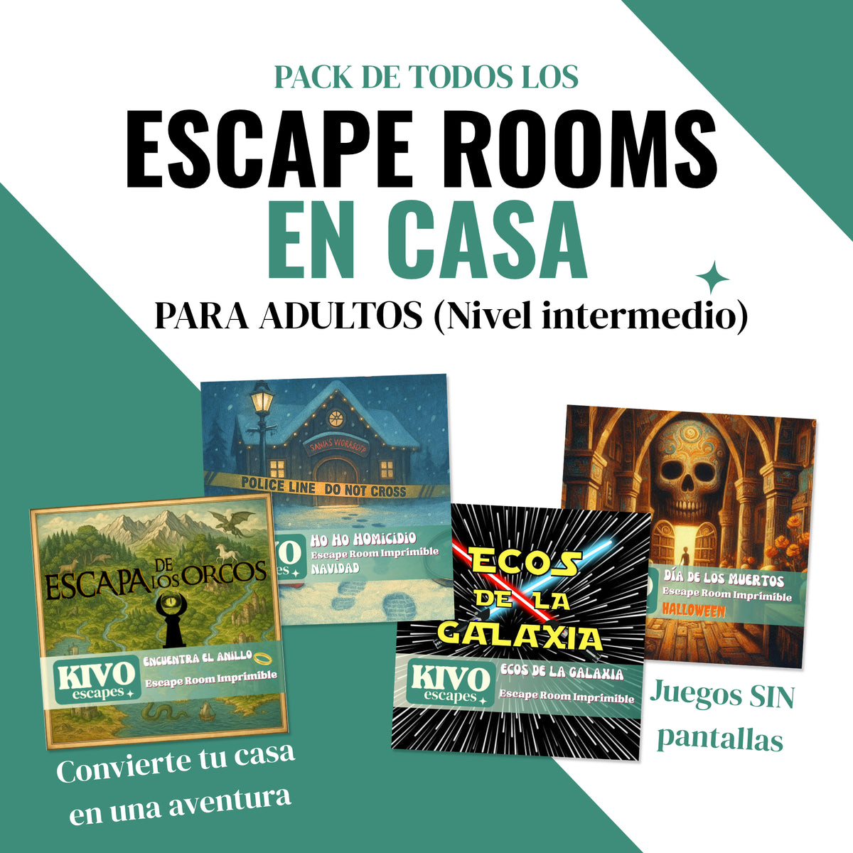 Pack 4 Escape Rooms para Adultos